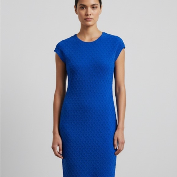 Pink Tartan cobalt blue sleeveless knit midi dress - Medium - Picture 1 of 6